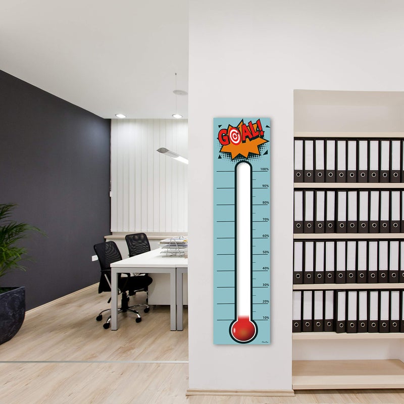 Clever Clean Goal Thermometer Chart Goal Tracker - 48"x12" Adhesive Dry Erase Fundraising Thermometer Sticker - Image 5